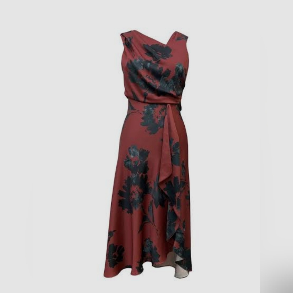 NWT Elegant Floral Sleeveless Dress - Red and Black